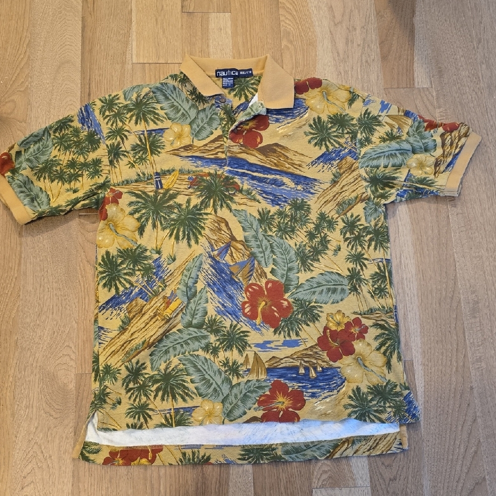 Nautica Men's Floral Print Shirt - Yellow, Green, Blue, Red